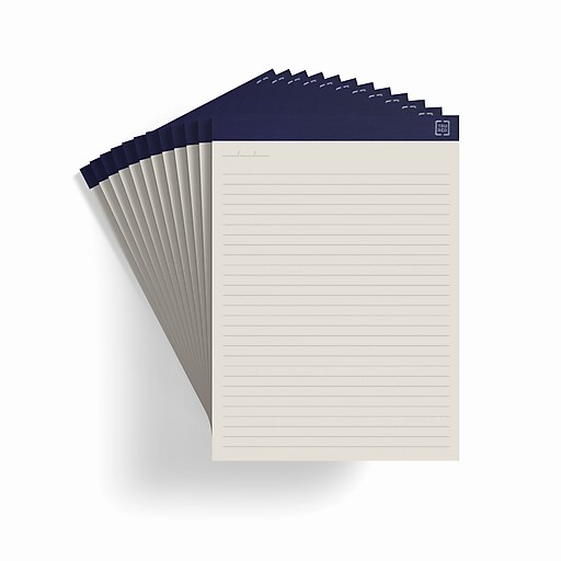 TRU RED™ Notepads, 8.5" x 11.75", Wide Ruled, Ivory, 50 Sheets/Pad, 12