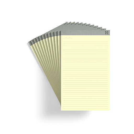 TRU RED™ Notepads, 8.5" x 14", Wide Ruled, Canary, 50 Sheets/Pad, 12 Pads/Pack (TR57386) at Staples