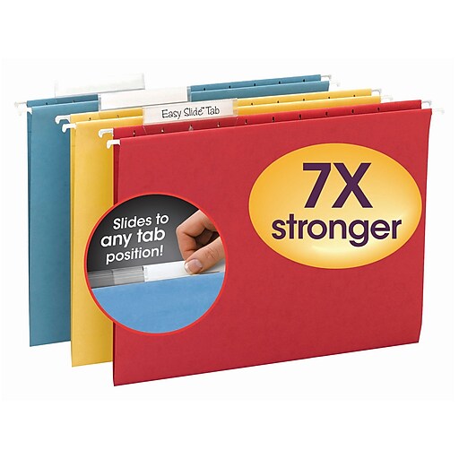 Smead TUFF Hanging File Folders with Easy Slide™ Tab, 1/3 Cut, Letter