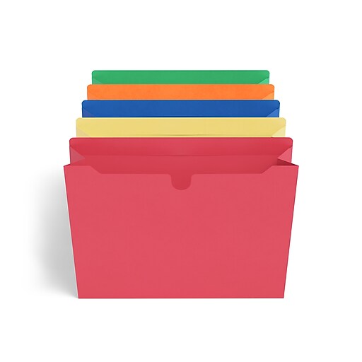 TRU RED File Jackets, 1.5" Expansion, Letter Size, Assorted Colors, 10