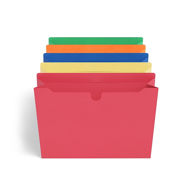 TRU RED File Jackets, 1.5" Expansion, Letter Size, Assorted Colors, 10/Pack (TR248955) image 1
