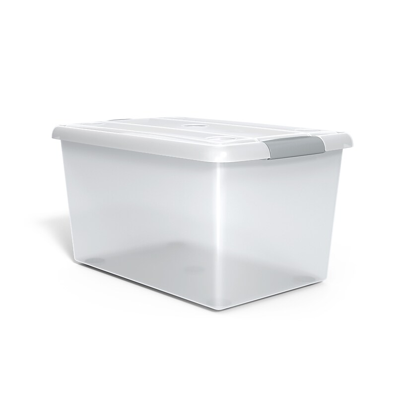 Iris Store & Slide 61 Qt. Latch Lid Storage Bin, Clear, 6/Carton (270017) image 1
