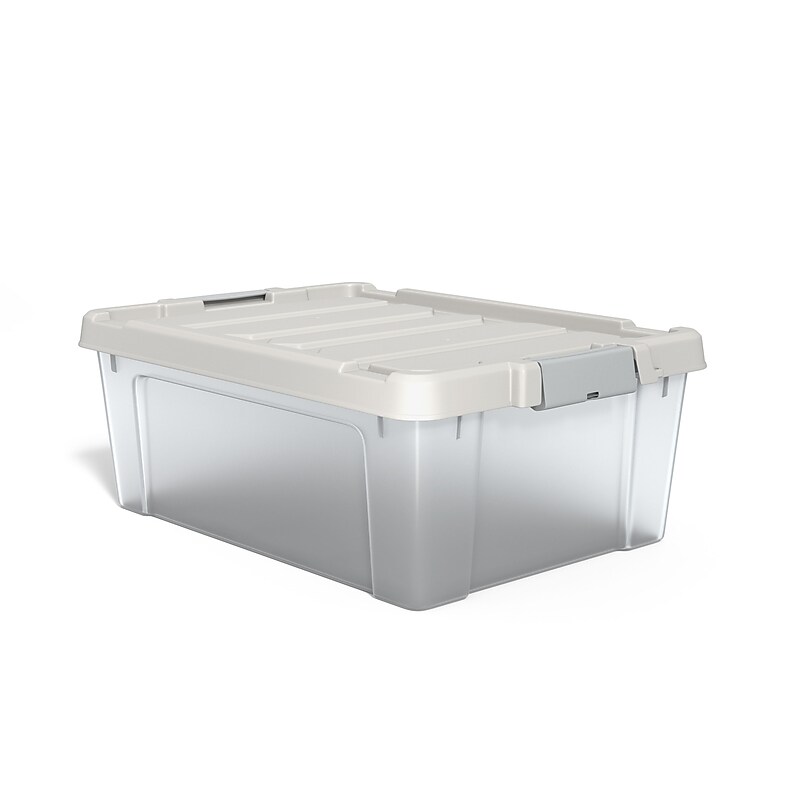 Staples 46.8 Qt. Storage Bin with Latching Lid, Plastic, Clear (250279) image 1
