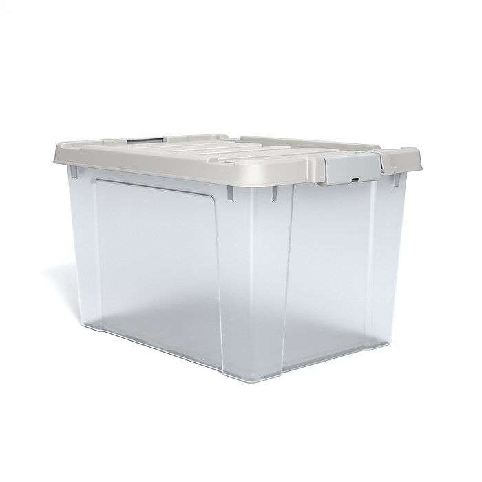 Staples 78.4 Qt. Latch Lid Storage Bin, Clear (TR58307