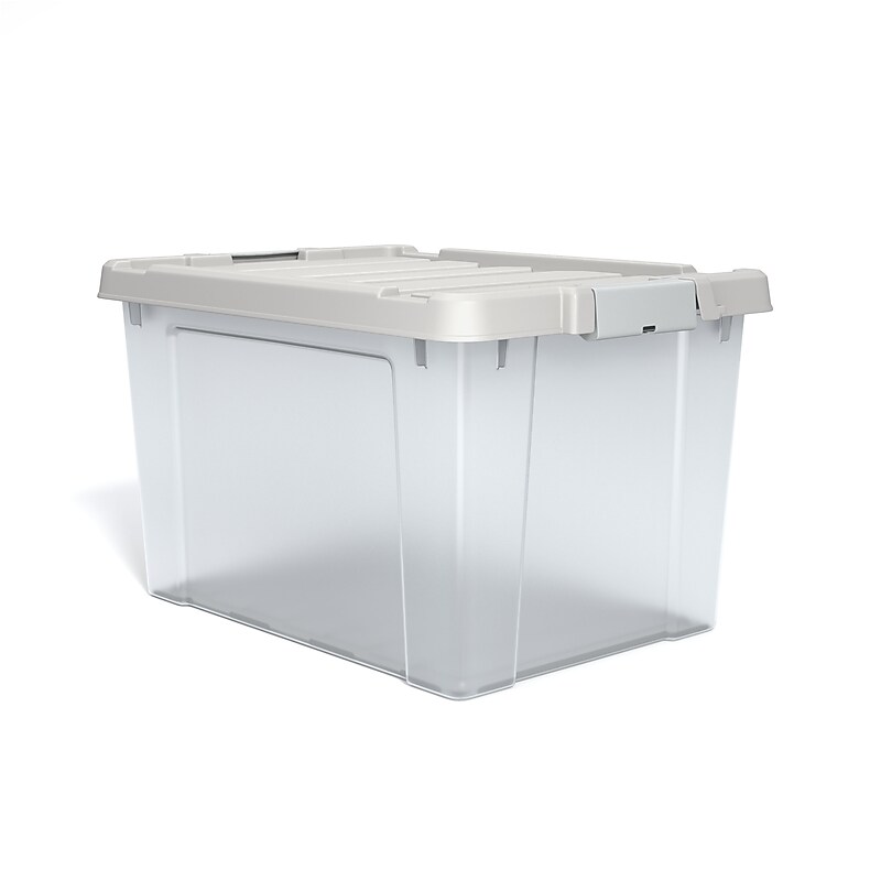 Staples 78.4 Qt. Latch Lid Storage Bin, Clear (TR58307) image 1