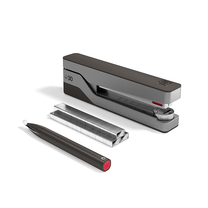 TRU RED™ Premium Desktop Stapler Kit, 30-Sheet Capacity, Gray/Red (TR58076) image 1