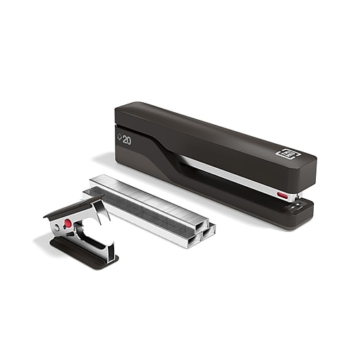 Staples One-Touch Desktop Stapler, 20 Sheet Capacity, Gray/Black/Red (44425)