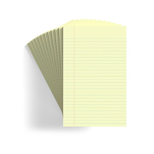 TRU RED™ Notepad, 5" x 8", Narrow Ruled, Canary, 50 Sheets/Pad, Dozen