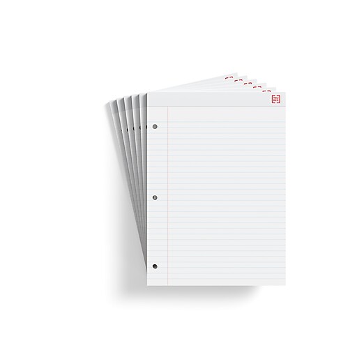 TRU RED™ Notepads, 8.5" x 11.75", Wide Ruled, White, 100 Sheets/Pad, 6