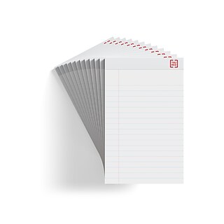 TRU RED™ Notepads, 8.5" X 11.75", Narrow Ruled, Canary, 50 Sheets/Pad, 12 Pads/Pack (TR57383