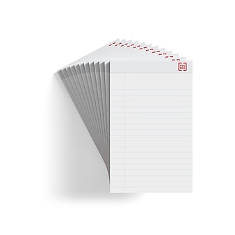 TRU RED™ Notepad, 5" x 8", Wide Ruled, White, 50 Sheets/Pad, Dozen Pads/Pack (TR58182)