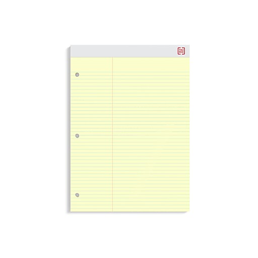 Staples 3Hole Double Pad, Canary, Law Ruled, 3" Margin, Each (18582