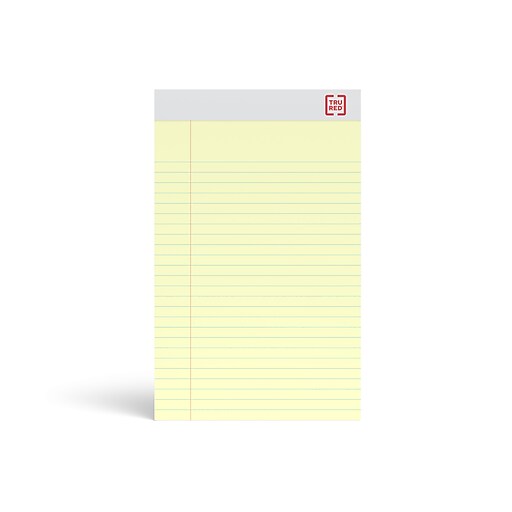 Staples 100 Recycled Narrow Ruled Perforated Notepads, Canary, 5" x 8