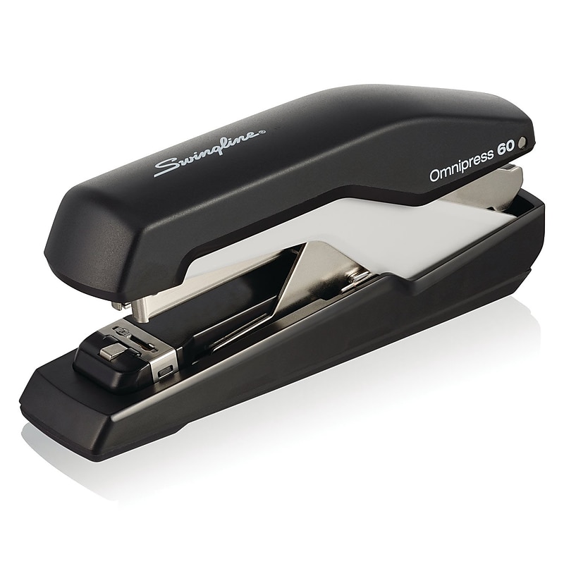 Swingline Omnipress 60 Reduced-Effort Desktop Stapler, 60-Sheet Capacity, Staples Included, Black/Grey (5000590) image 1