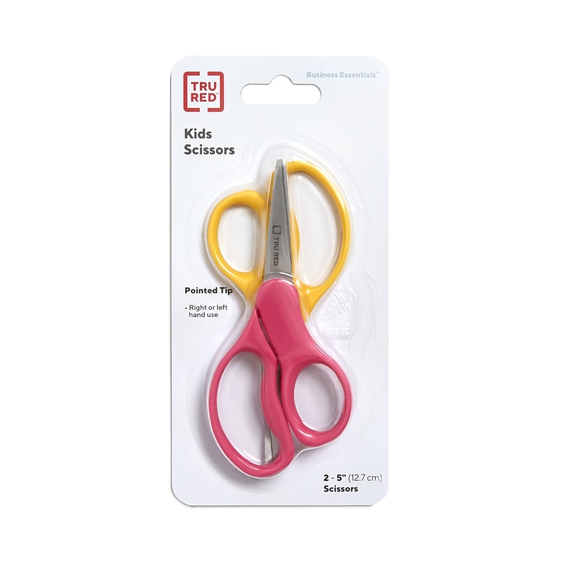 TRU RED™ Junior 5" Kids Pointed Tip Stainless Steel Scissors, Straight Handle, Right & Left Handed, 2/Pack (TR55053) image 1