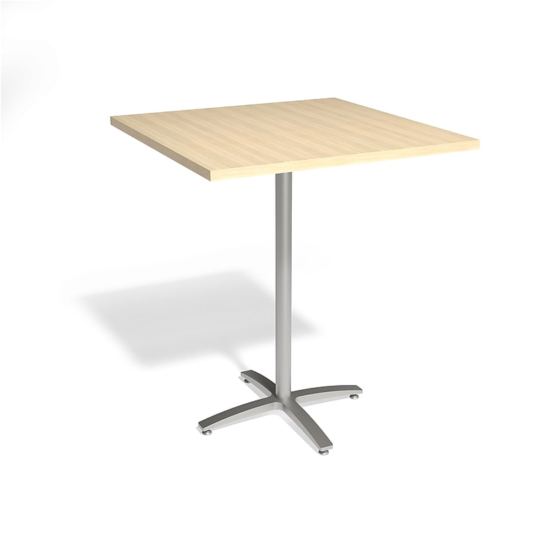 Union & Scale™ Multipurpose 36" Square Natural Maple Laminate Bistro Height Silver Base Table (54838) image 1