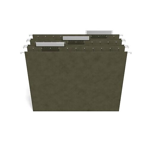 Staples® Hanging File Folder, 3Tab, Letter Size, Standard Green, 250/Carton (116806CT) Staples
