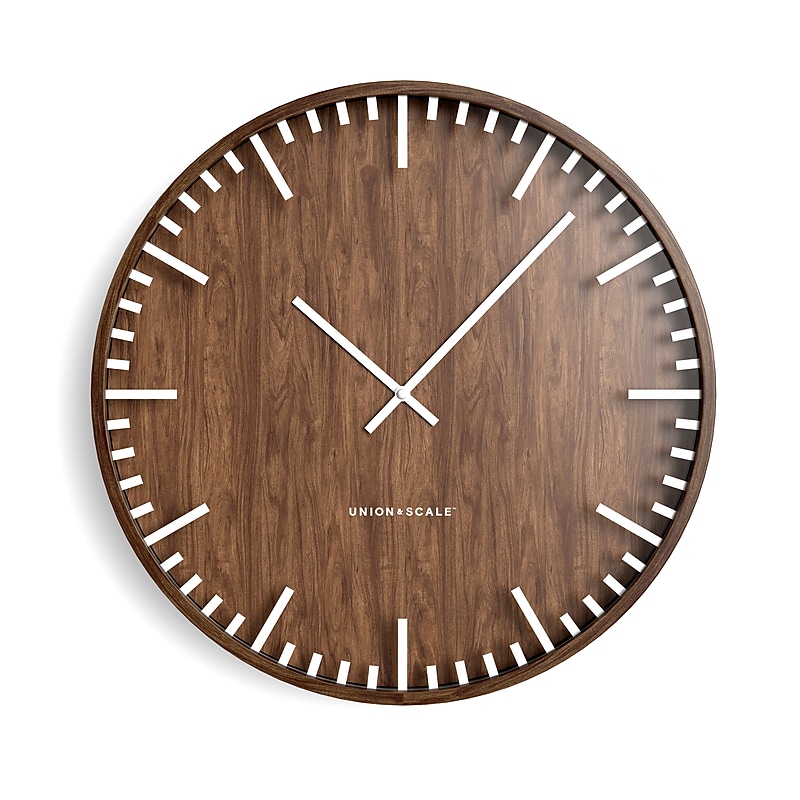 Union & Scale™ Essentials Wall Clock, Wood, 16" (UN57811) image 1