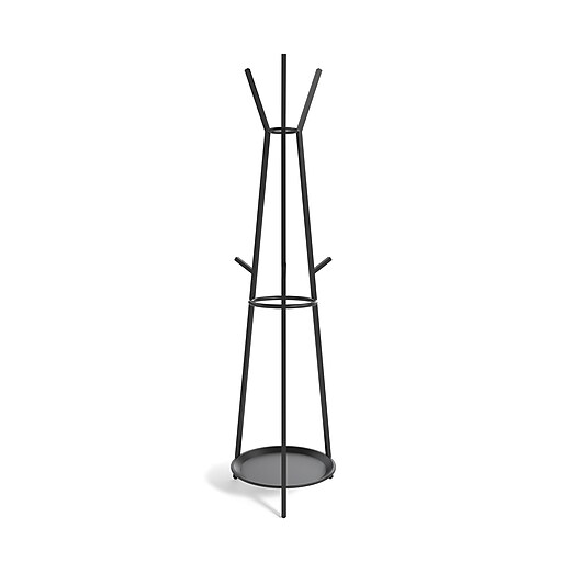 Essentials Coat Rack with Umbrella Stand, Black, Metal (UN58023) at Staples