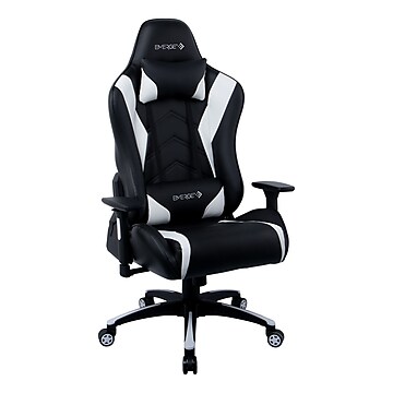 Emerge Vartan Bonded Leather Gaming Chair, Black/White (58542)