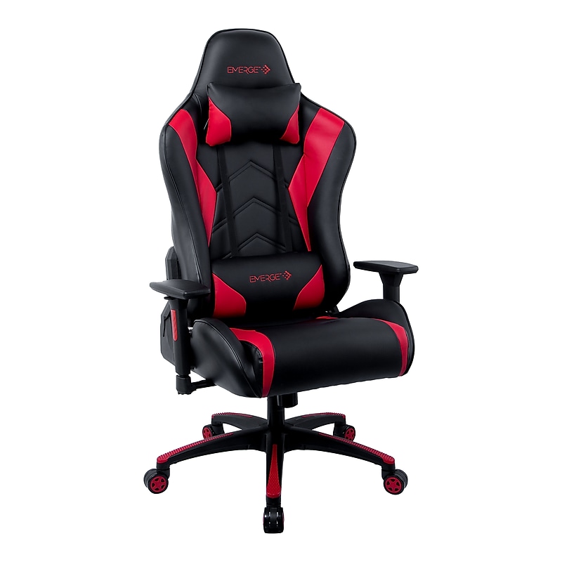 Emerge Vartan Bonded Leather Gaming Chair, Black/Red (53241V) image 1