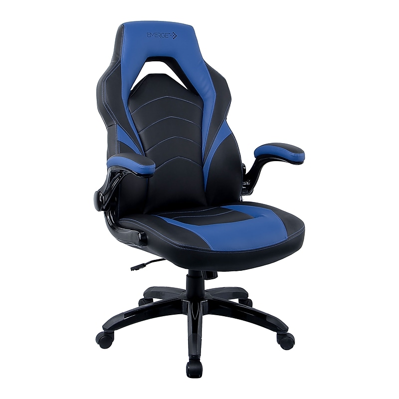 Staples Emerge Vortex Bonded Leather Ergonomic Gaming Chair, Black and Blue (58293-CC) image 1