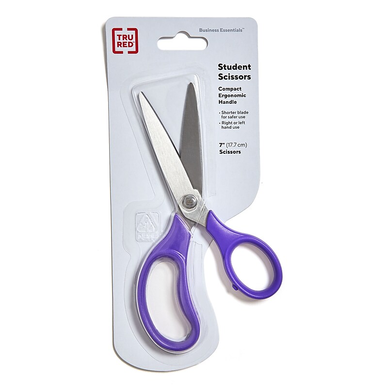 TRU RED™ Student 7" Stainless Steel Scissors, Straight Handle, Right & Left Handed, Assorted Colors (TR55048) image 1