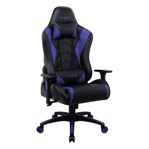 Staples Emerge Vartan Bonded Leather Gaming Chair, Blue/Black (53242
