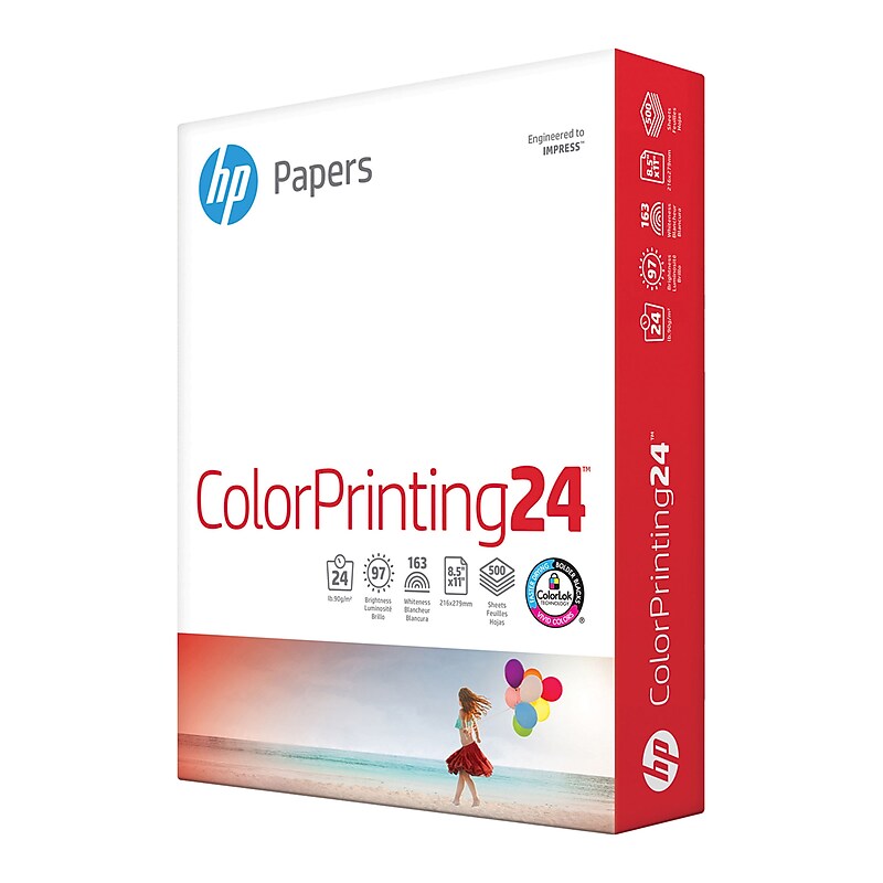 HP ColorPrinting24 8.5" x 11" Color Copy Paper, 24 lbs., 97 Brightness, 500/Ream (HPK115) image 1