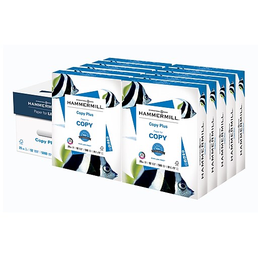 Hammermill Copy Plus Paper, 8.5" x 11", 20 lbs., White, 500 Sheets/Ream, 10 Reams/Carton (105007