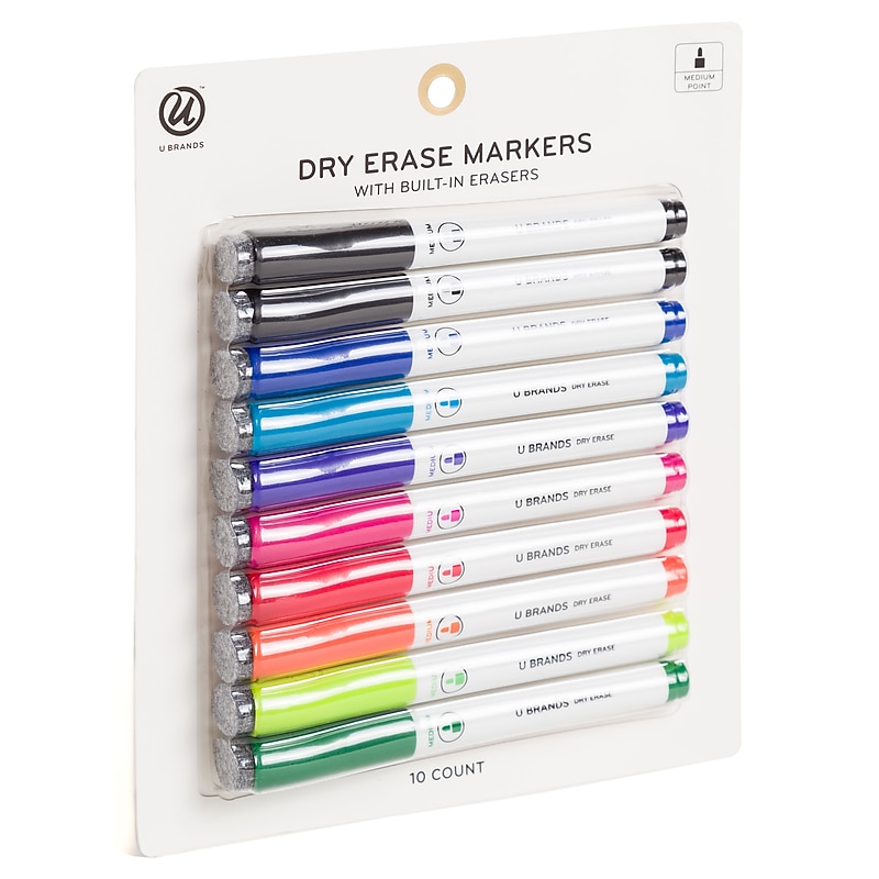 U Brands Dry Erase Markers, Medium Tip, Assorted Ink, 10/Pack (504T06-24) image 1