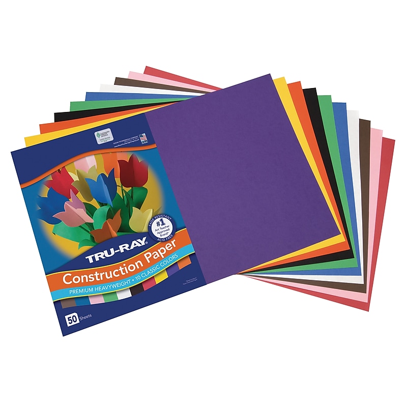 Tru-Ray 12" x 18" Construction Paper, Assorted Colors, 50 Sheets/Pack (P103063) image 1