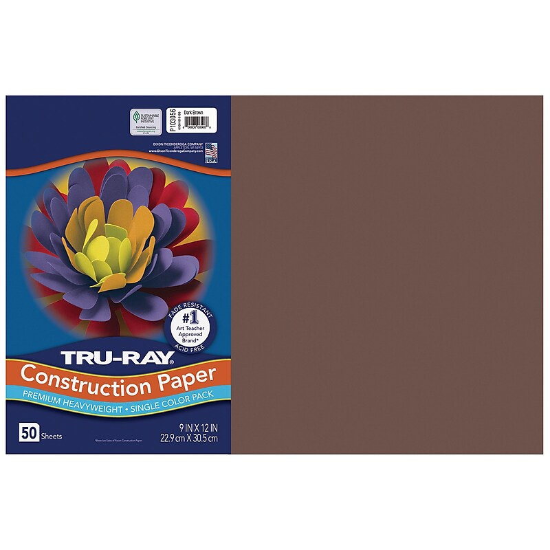 Tru-Ray 12" x 18" Construction Paper, Dark Brown, 50 Sheets (P103056) image 1