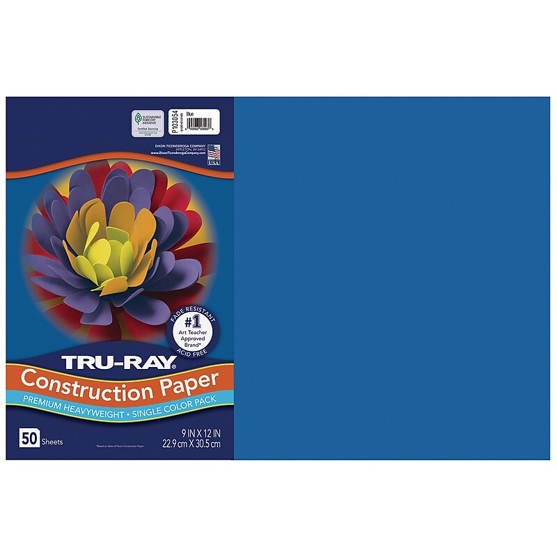 Tru-Ray 12" x 18" Construction Paper, Blue, 50 Sheets (P103054) image 1