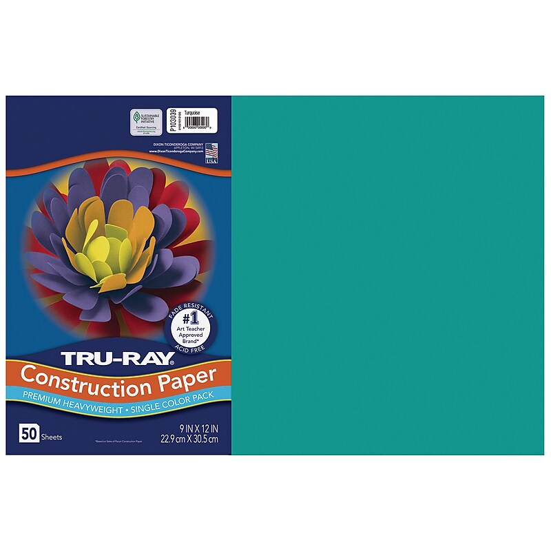Tru-Ray 12" x 18" Construction Paper, Turquoise, 50 Sheets (P103039) image 1