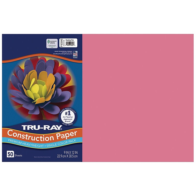 Tru-Ray 12" x 18" Construction Paper, Shocking Pink, 50 Sheets (P103045) image 1