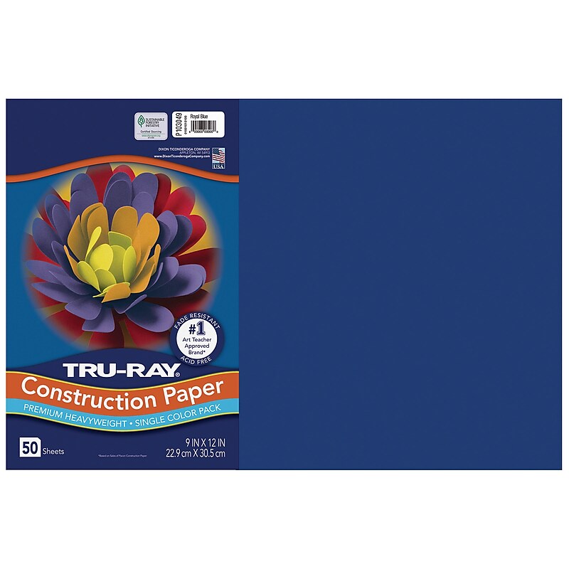 Tru-Ray 12" x 18" Construction Paper, Royal Blue, 50 Sheets (P103049) image 1