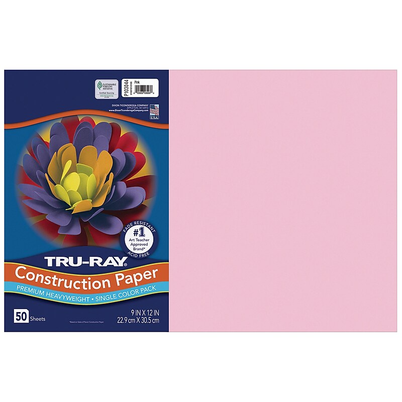Tru-Ray 12" x 18" Construction Paper, Pink, 50 Sheets (P103044) image 1
