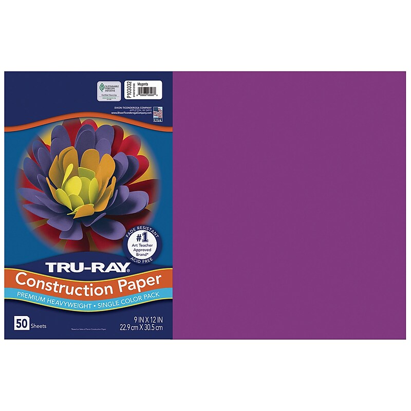 Pacon® Tru-Ray Construction Paper; 12" x 18", Magenta, 50 Sheets/Pack (PAC10303) image 1