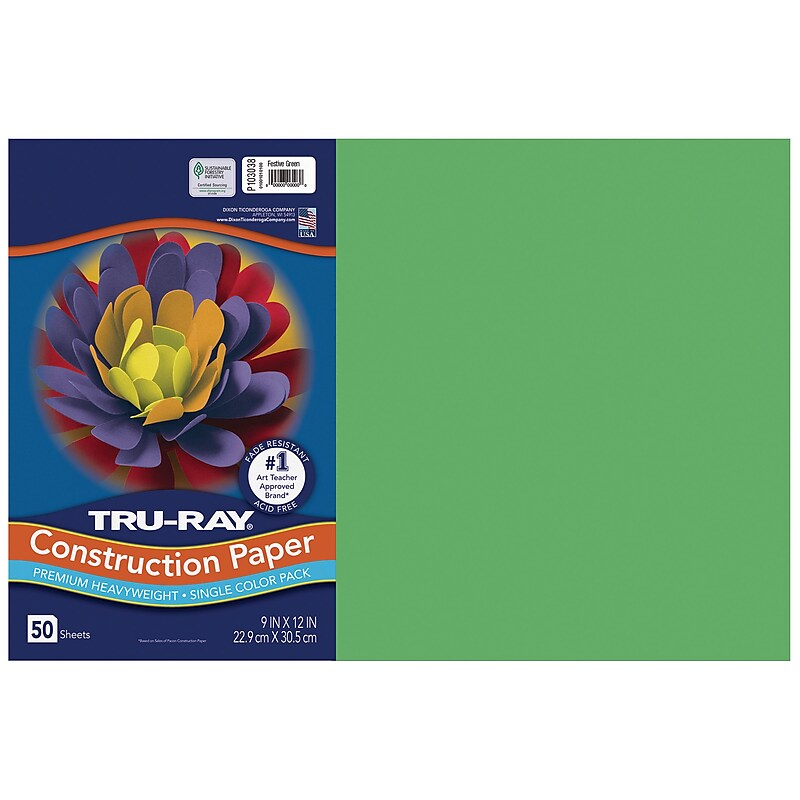Tru-Ray 12" x 18" Construction Paper, Festive Green, 50 Sheets (P103038) image 1