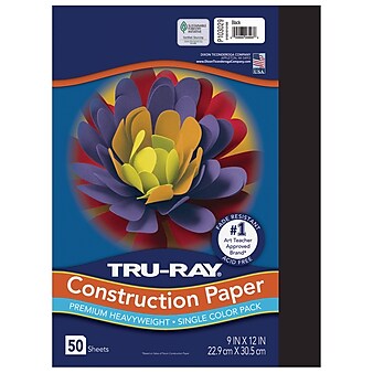 Tru-Ray 9" x 12" Construction Paper, Black, 50 Sheets (P103029)