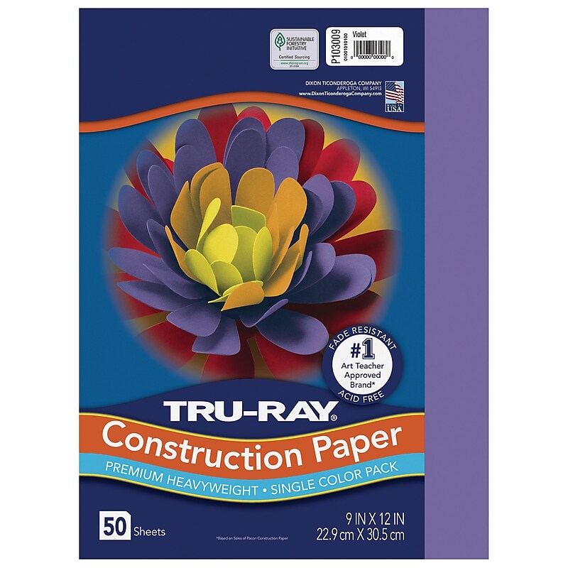 Tru-Ray 9" x 12" Construction Paper, Violet, 50 Sheets (P103009) image 1