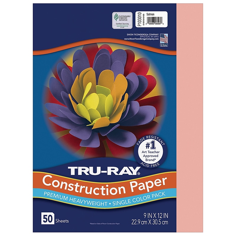 Tru-Ray 9" x 12" Construction Paper, Salmon, 50 Sheets (P103010) image 1