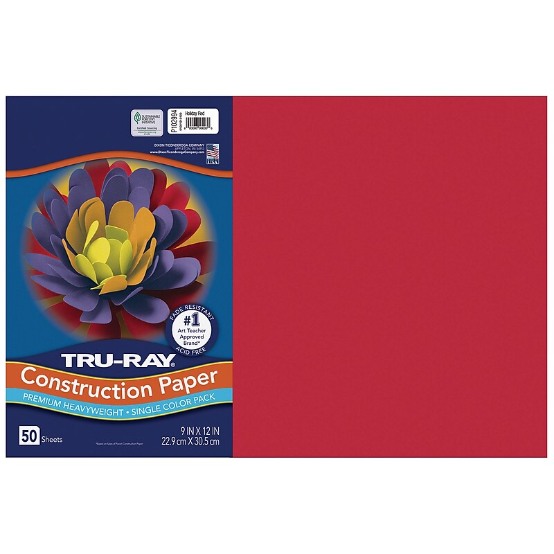 Tru-Ray 12" x 18" Construction Paper, Holiday Red, 50 Sheets (P102994) image 1