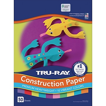 Tru-Ray 12" x 18" Construction Paper, 10 Vibrant Colors, 50 Sheets (P102941)