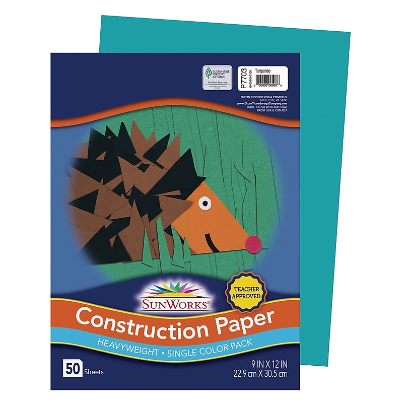 SunWorks 9" x 12" Construction Paper, Turquoise, 50 Sheets (P7703) image 1