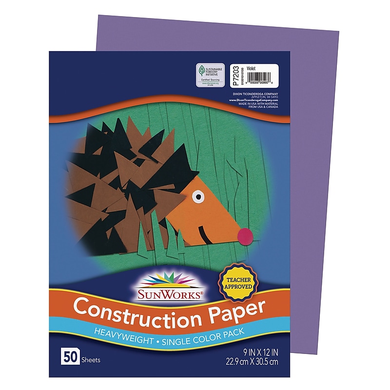 SunWorks 9" x 12" Construction Paper, Violet, 50 Sheets (P7203) image 1