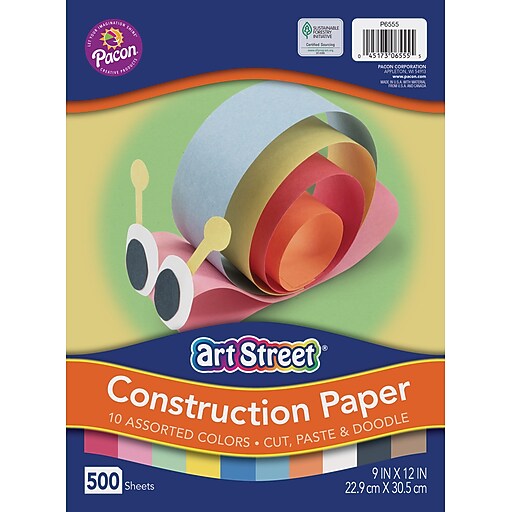 Prang Lightweight Construction Paper, 10 Assorted Colors, 9" x 12", 500