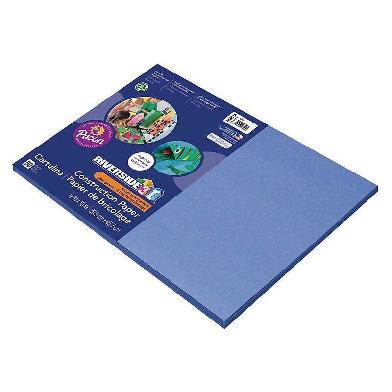 Riverside 3D 12" x 18" Construction Paper, Blue, 50 Sheets (P103624) image 1