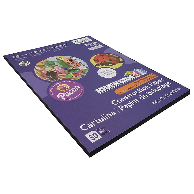 Riverside 3D 9" x 12" Construction Paper, Black, 50 Sheets (P103607) image 1
